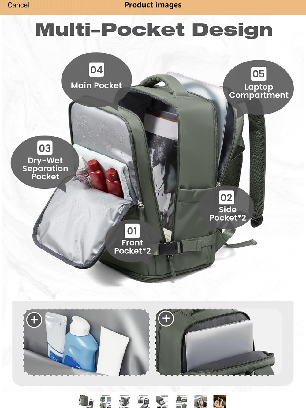 Like new Multi-Pocket Laptop Backpack